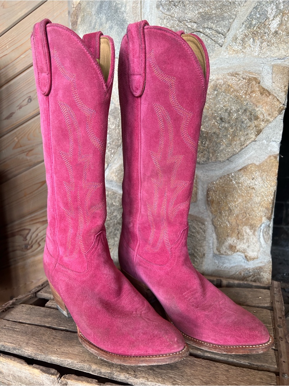 Macie Bean Pink Suede Western Cowboy Tall Boot in Sz 9.5
